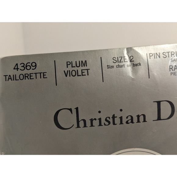 Christian Dior Tailorette 4369 Plum Violet Pin Stripe Texture Tights Size 2 NEW - Picture 3 of 12